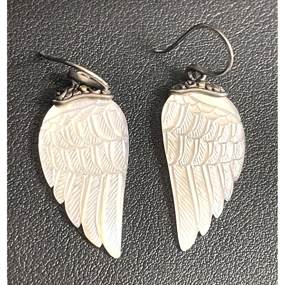 ROSS SIMONS Sterling Silver Earrings Angel Wing Mother of Pearl MOP 18K 925